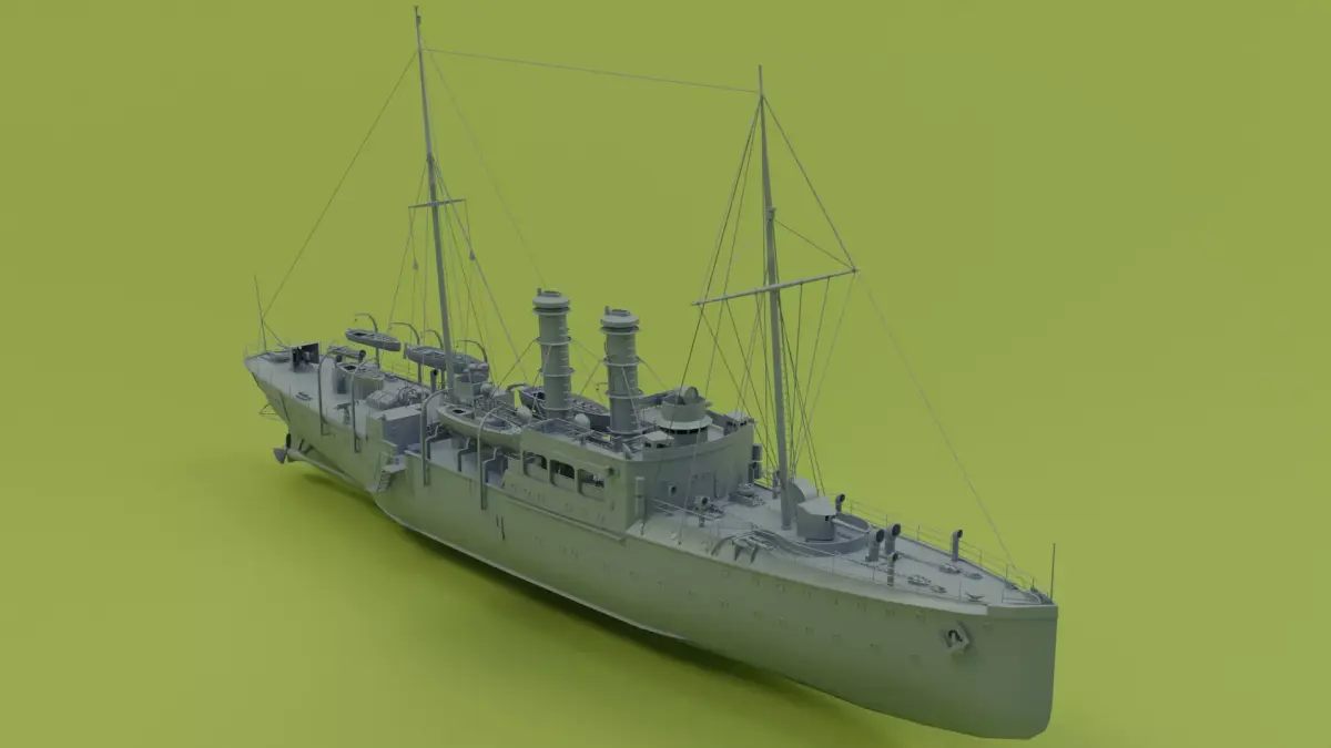Gunboat SMS Panther Low-poly 3D model