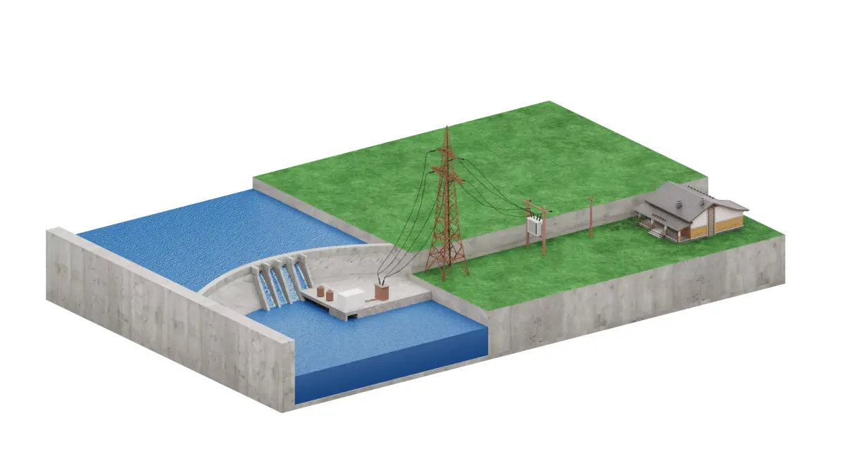 Water Dam Electricity Education 3d Model Low-poly 3D model