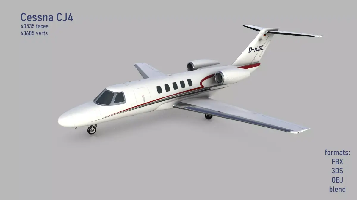 Cessna Citation CJ4 Low-poly 3D model