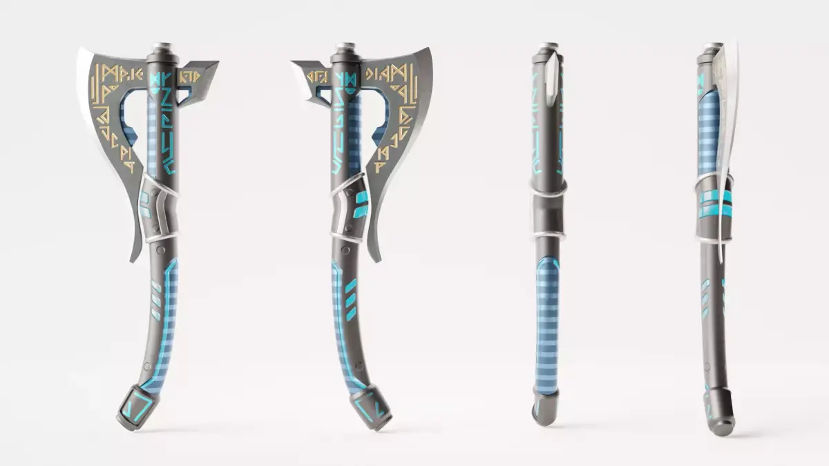 Axe Sci-fi realistic low-poly weapon for games and renders Low-poly 3D model