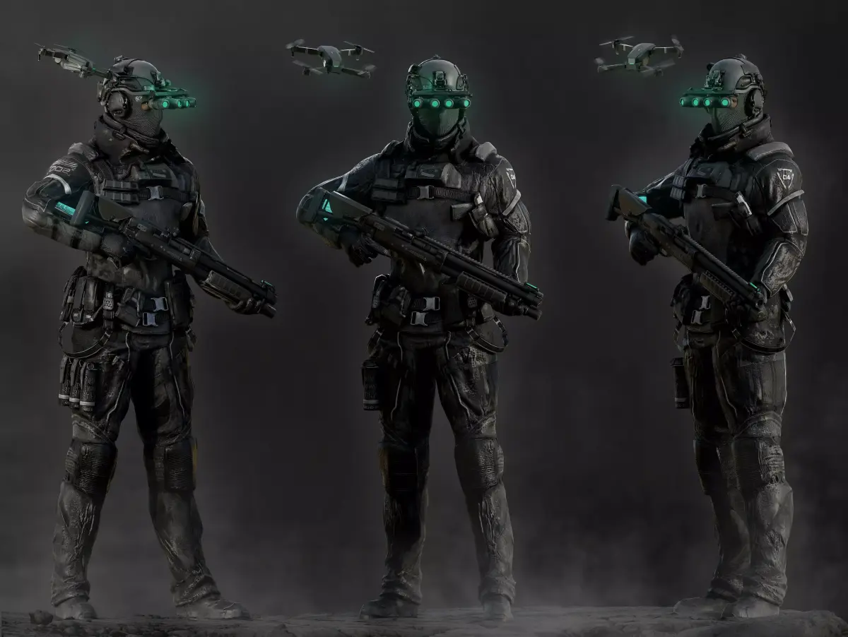 Modern Police Soldier Low-poly 3D model