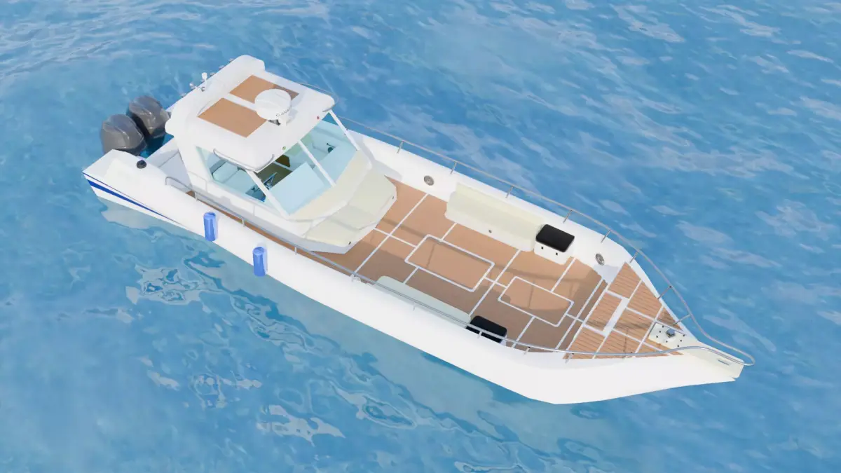 Realistic 3D Boat Model - Modern Cabin Cruiser 3D model