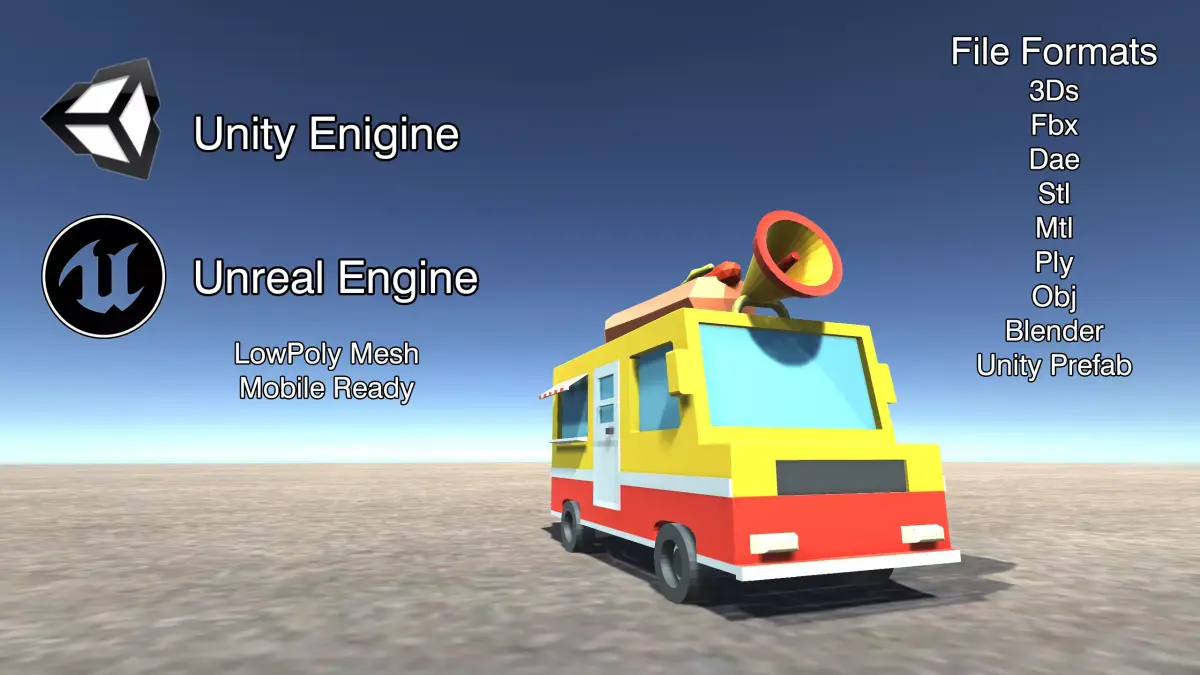 Hot Dog Truck Low-poly 3D model
