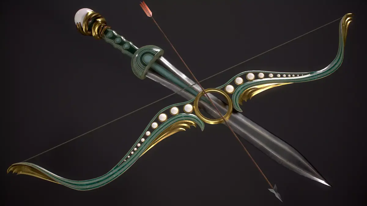 Sword and Bow Pearl Theme Low-poly 3D model