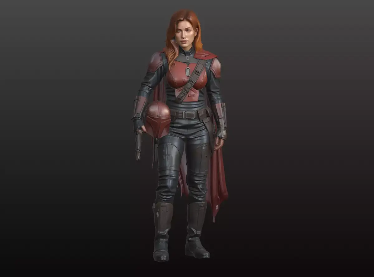 Galactic Huntress Figurine Mandalorian Inspired Collectible  3D print model