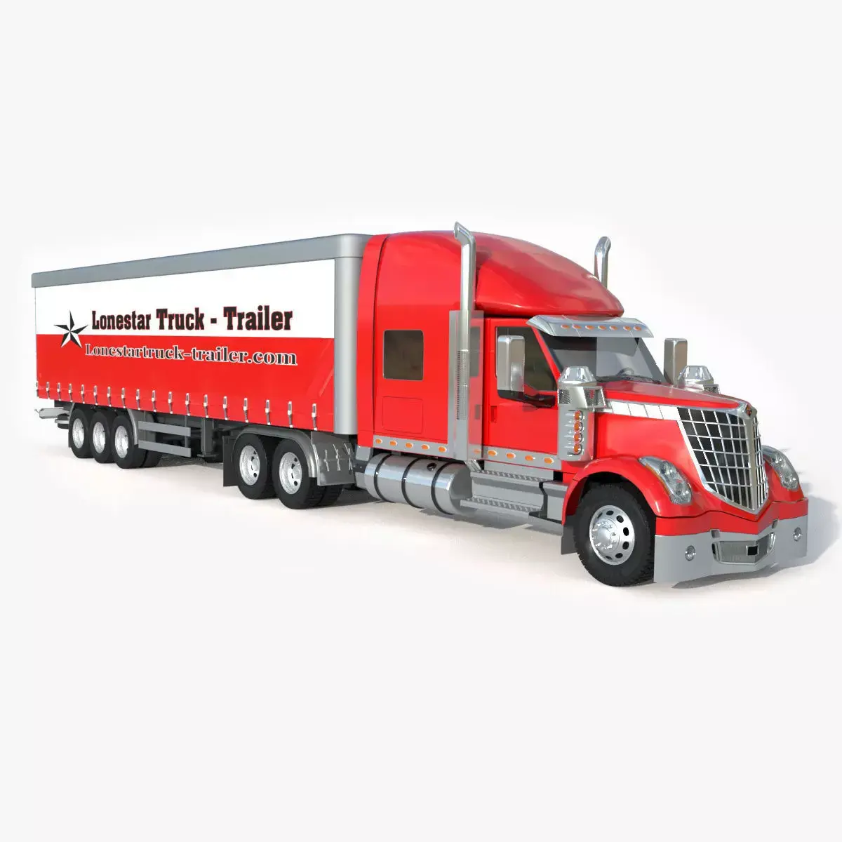 International LoneStar Sleeper Semi Truck 3D model