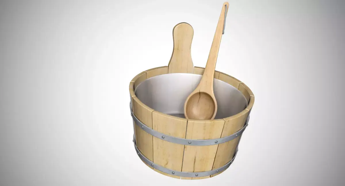 Sauna Bucket Low-poly 3D model