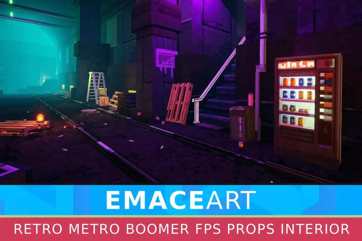 PixelDrift Metro Free - 3D Pixel Art Subway for Boomer FPS VR Free low-poly 3D model