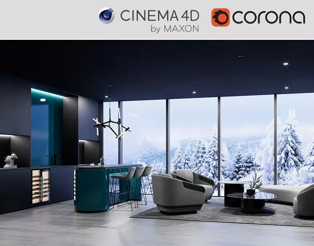 Corona - C4D files - Commercial Interior Space 3D model purchase