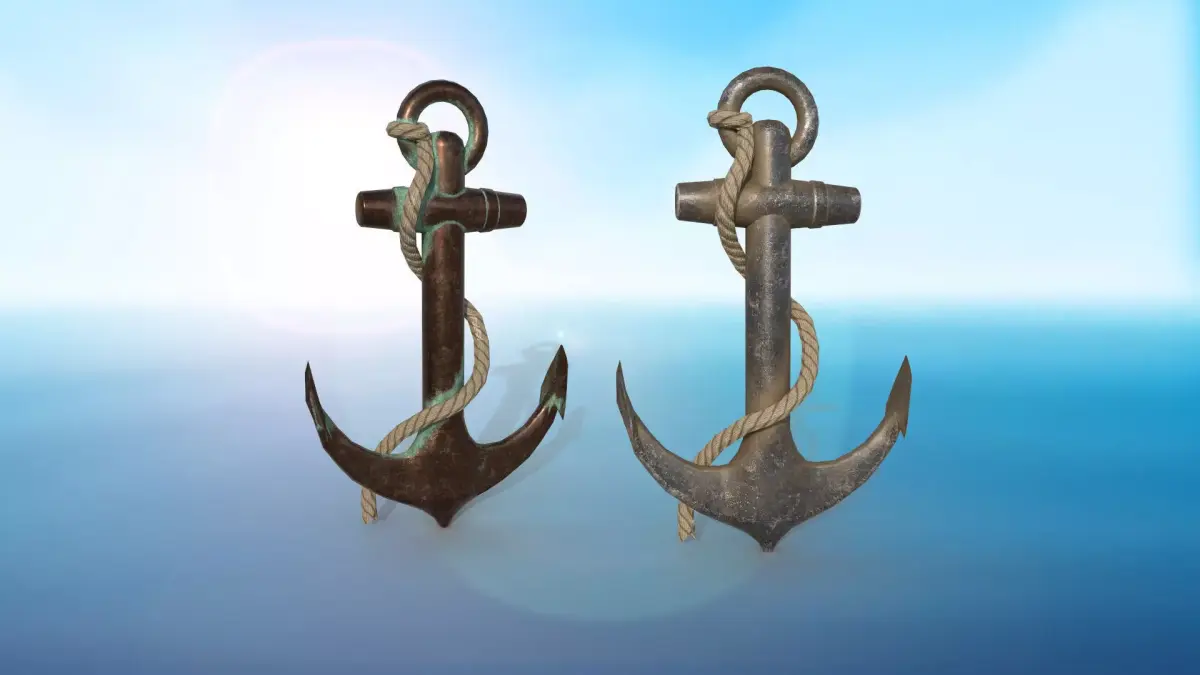 anchor karobelny and ship metal PBR game ready 2 textures Low-poly 3D model purchase
