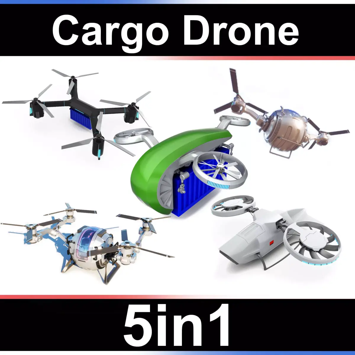 Cargo dron Set 5in1 3D model