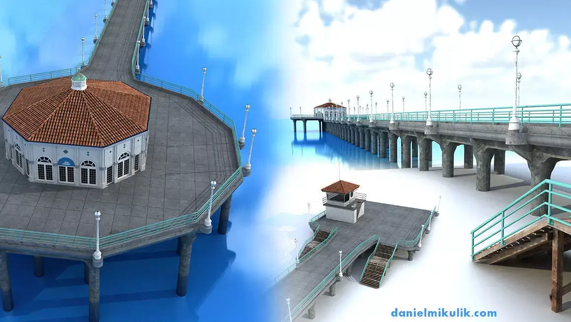 Manhattan Beach Pier Low-poly 3D model