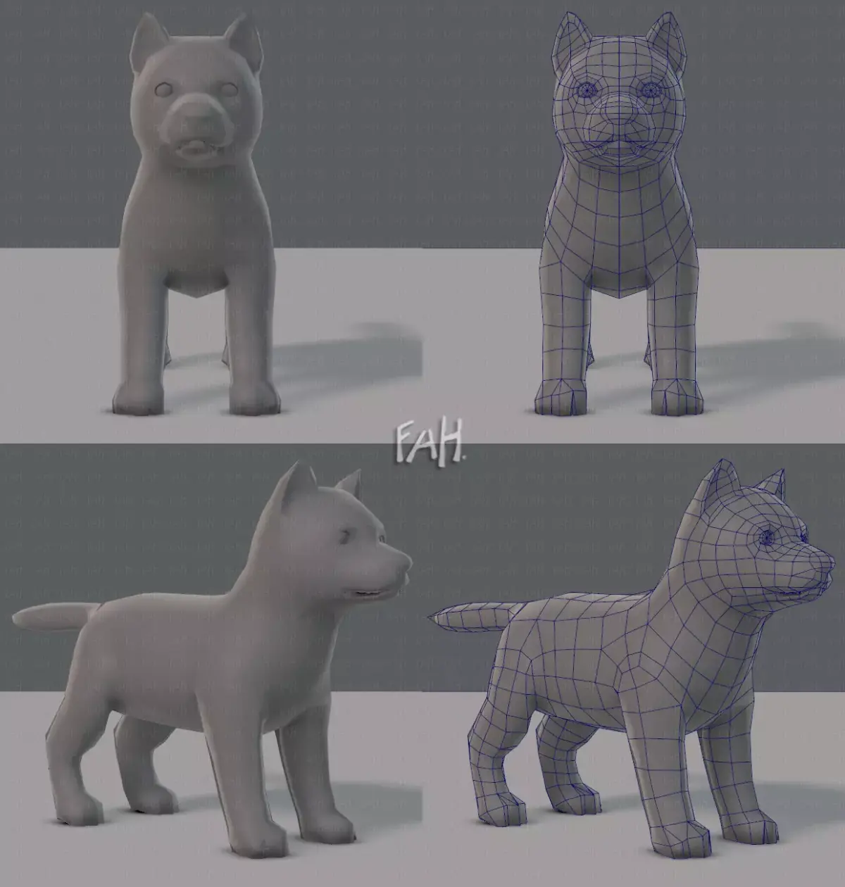 Dog base for gameV02 Low-poly 3D model