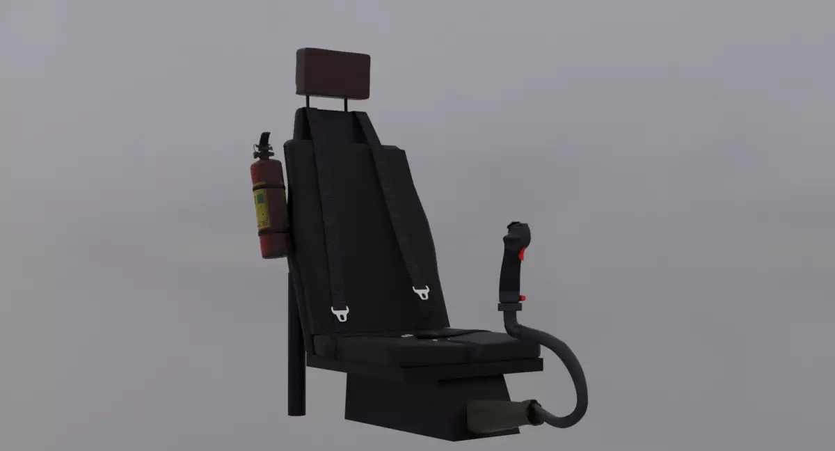 Black Hawk Helicopter Pilot Chair Low-poly 3D model