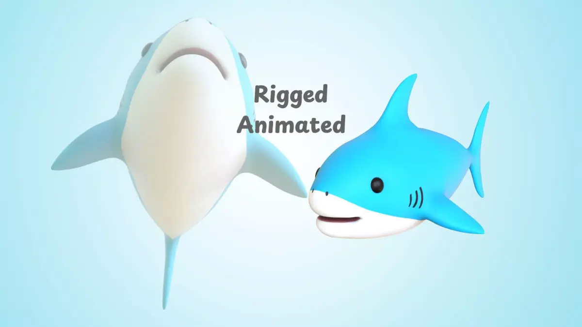 Cartoon Little Shark 3D Model - High-Quality Animated Character Low-poly 3D model
