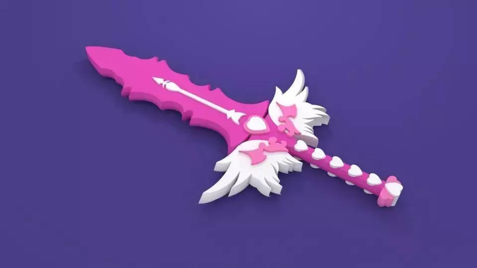 Pink Fairy Love Sword 3D Model Low-poly 3D model