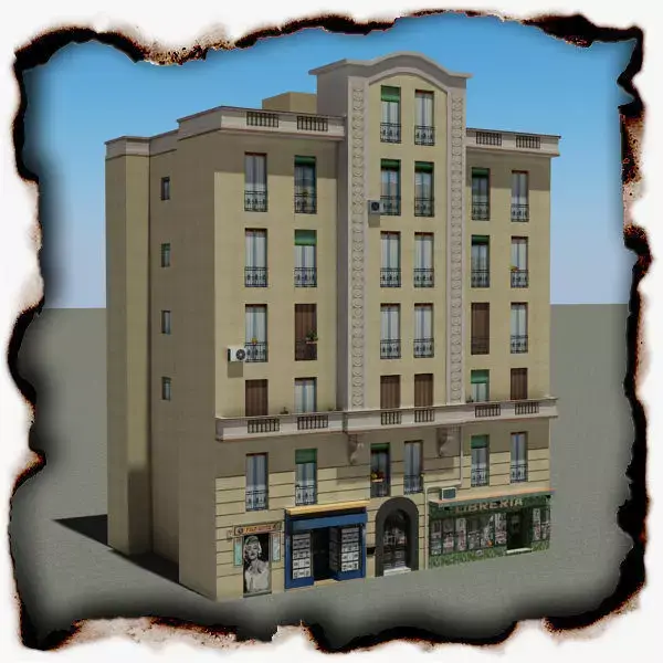 Building apartment with roof Low-poly 3D model buy