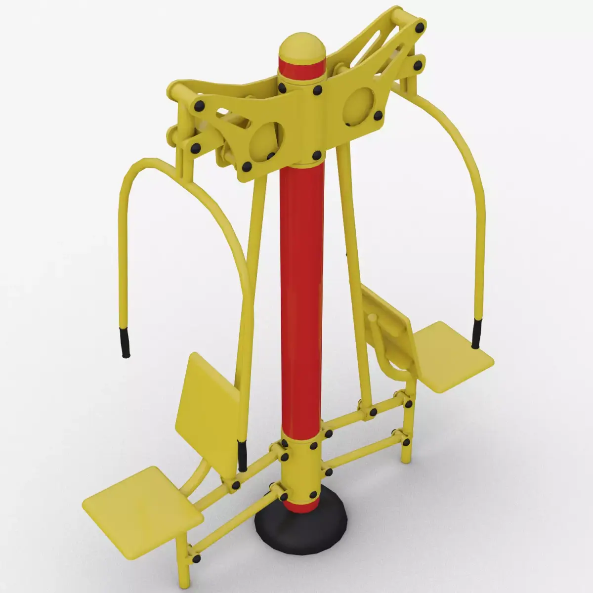 Outdoor fitness exercise equipment double seated chest press 3D model