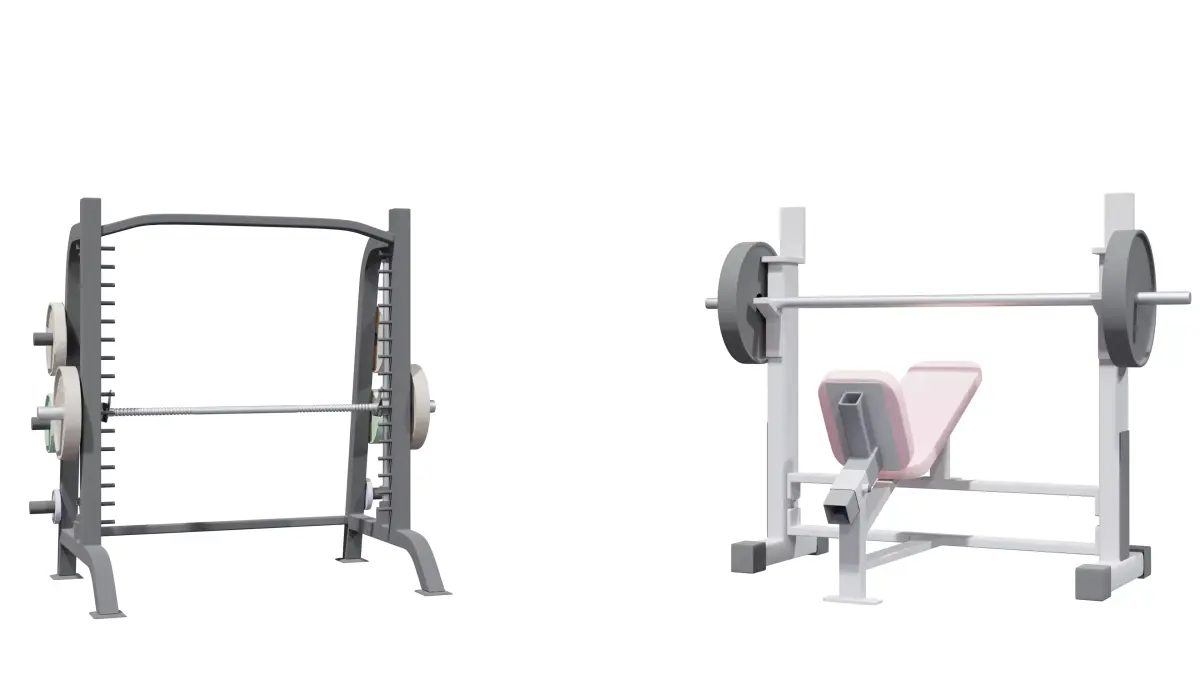 Gym machine equipment Smith machine and Incline bench 3D model