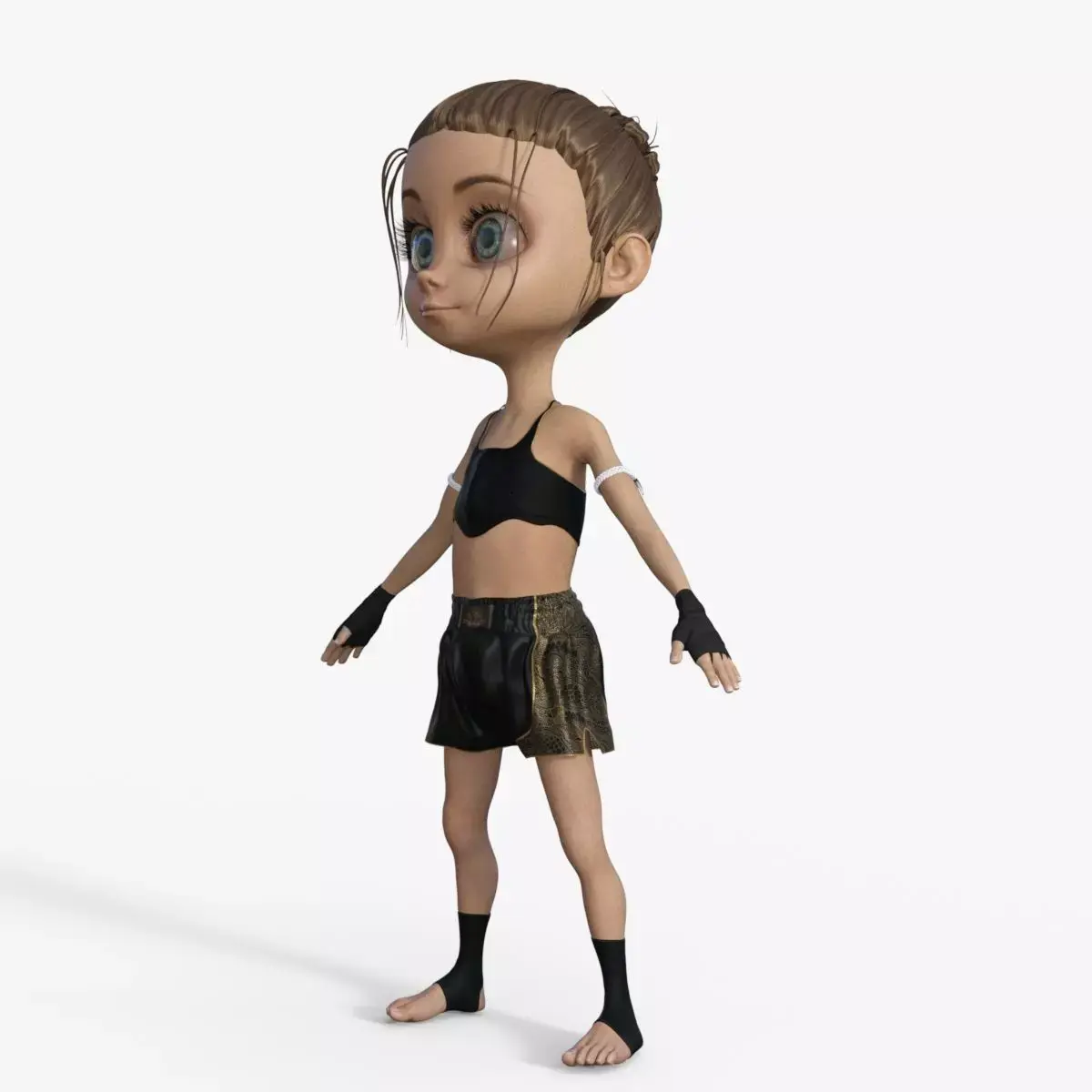 Cartoon Boxer girl Rigged 3D model