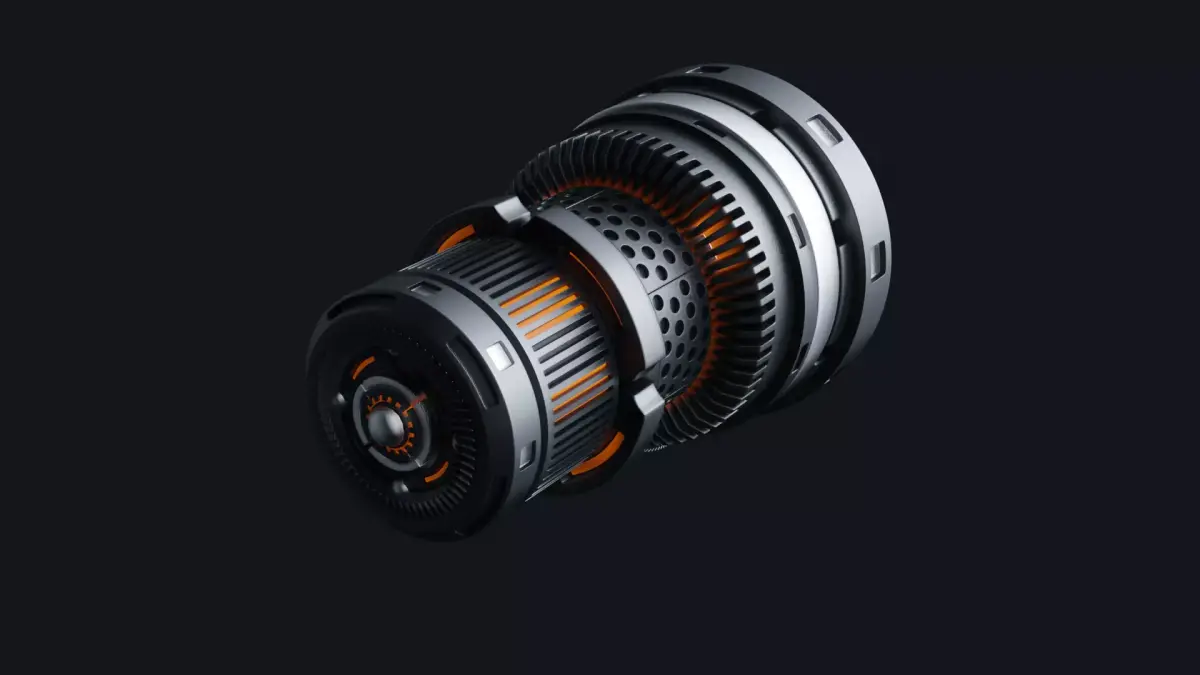 Jet engine hot gear for  spaceship Low-poly 3D model
