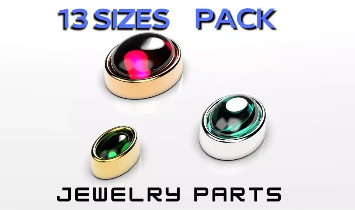 A package of oval cabochon flush settings  ring heads pendant 3D print model