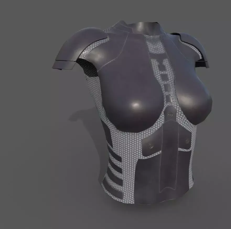 Simple sci-fi female black armor Low-poly 3D model Low-poly 3D model