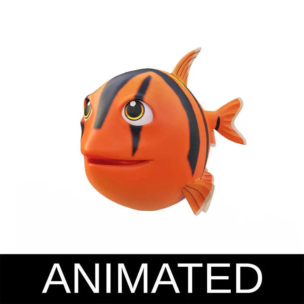 Scissortail Sergeant Fish Cartoon Animated Low-poly 3D model