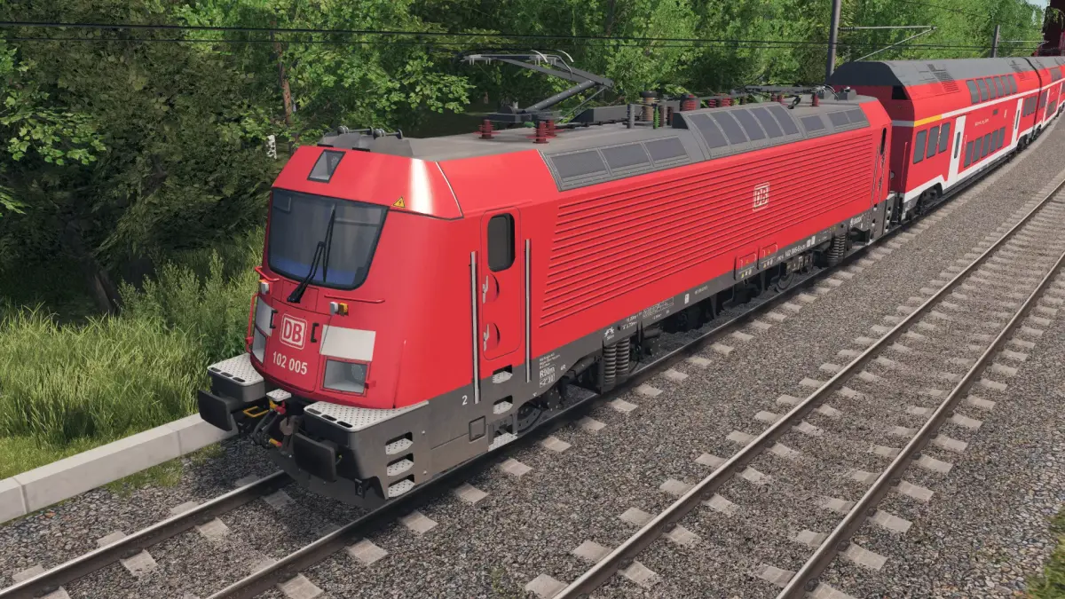 German Double Decker Train and Locomotive Low-poly 3D model