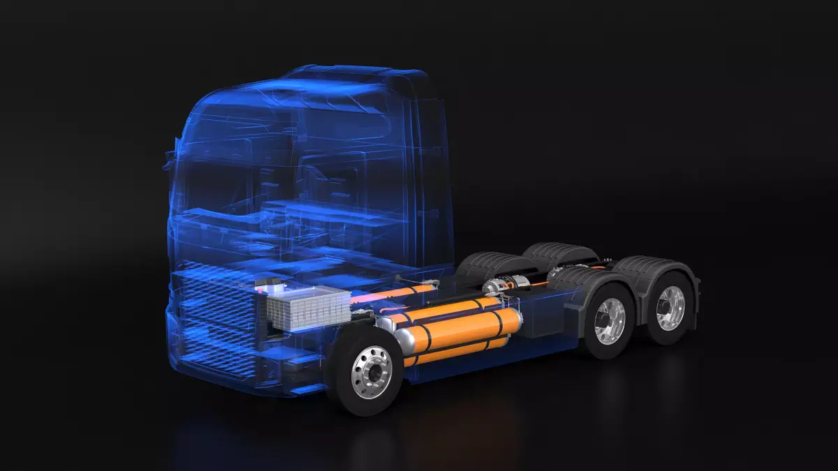 Hydrogen Fuel Cell Semi-Truck Chassis X-Ray 3D model