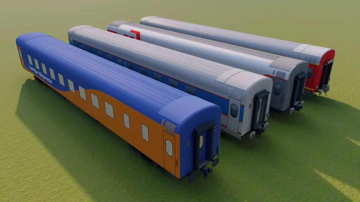 61-4462 Wagons with four liveries Low-poly 3D model