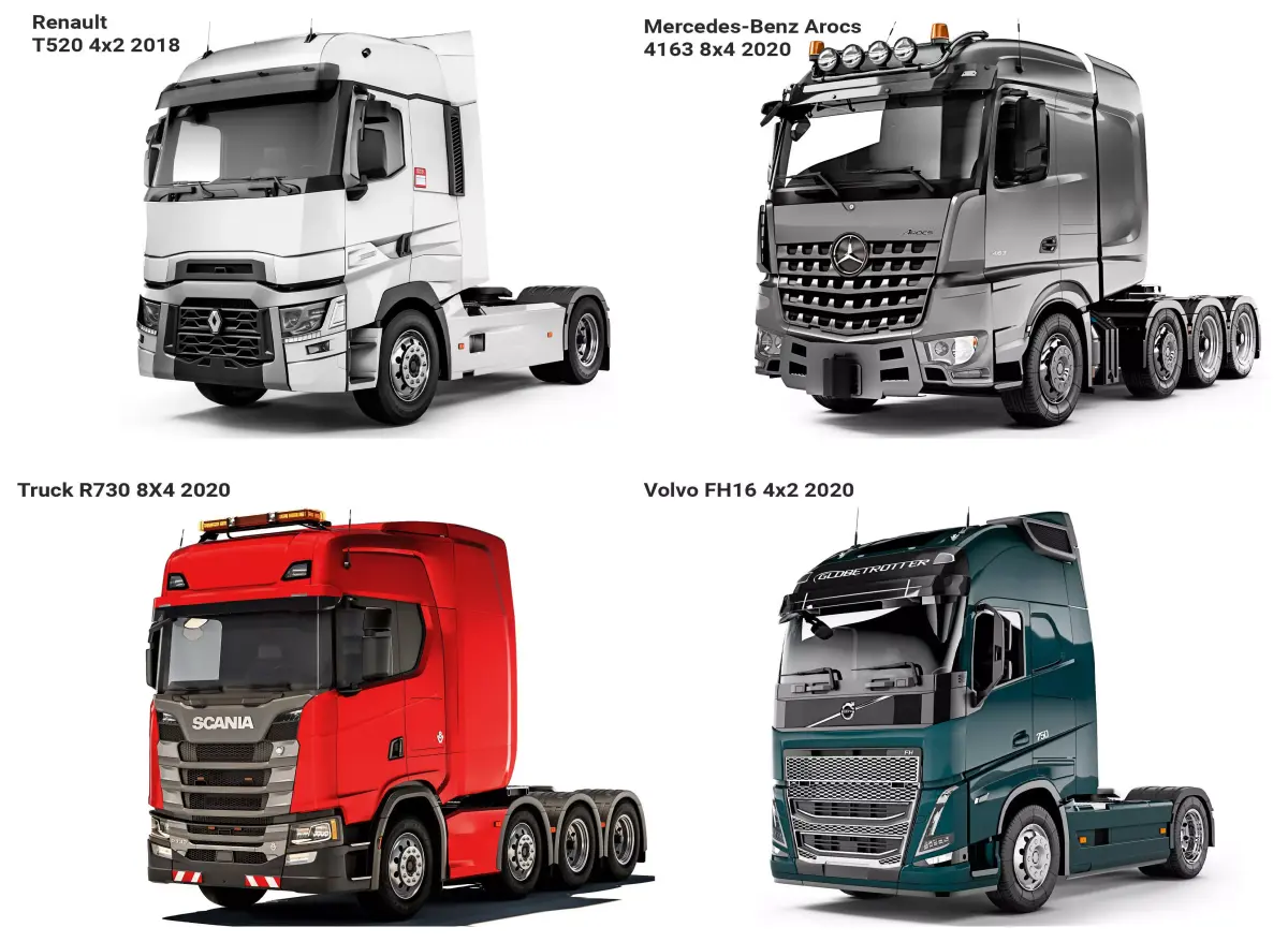 Modern truck set 1 3D Model Pack