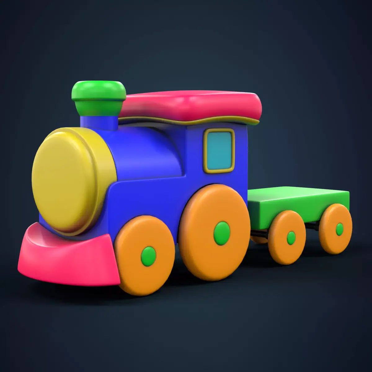 Cartoon Toy Train Low-poly 3D model purchase