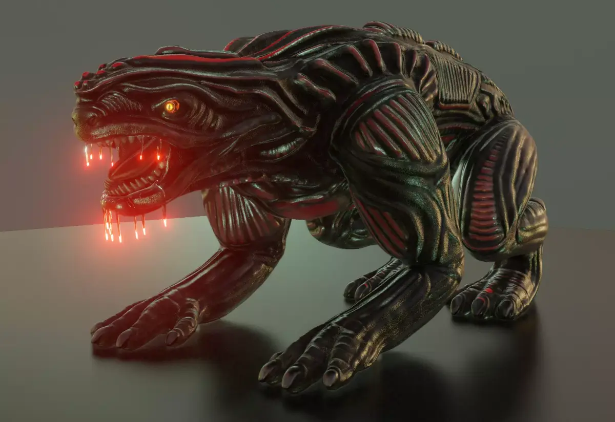 Alien Animal Re-Texture-Baked in Blender-2-81a Free low-poly 3D model