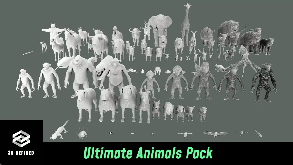 Low Poly Ultimate Animal pack Animal set Low-poly 3D model