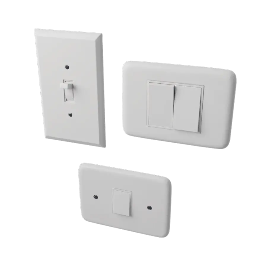  Three Light Switch Models, White 