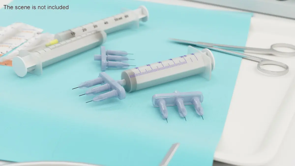 Multi Injector 3 Needles Straight Transparent 3D model