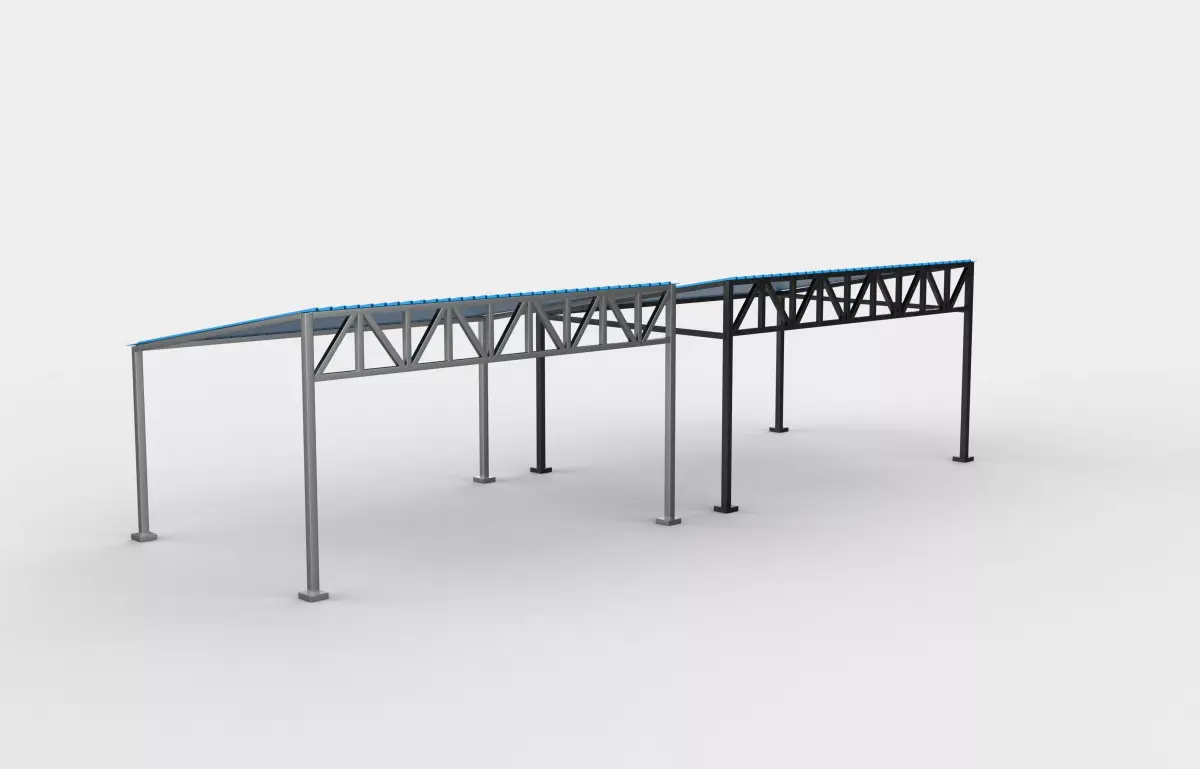steel frame carport 04 3D model