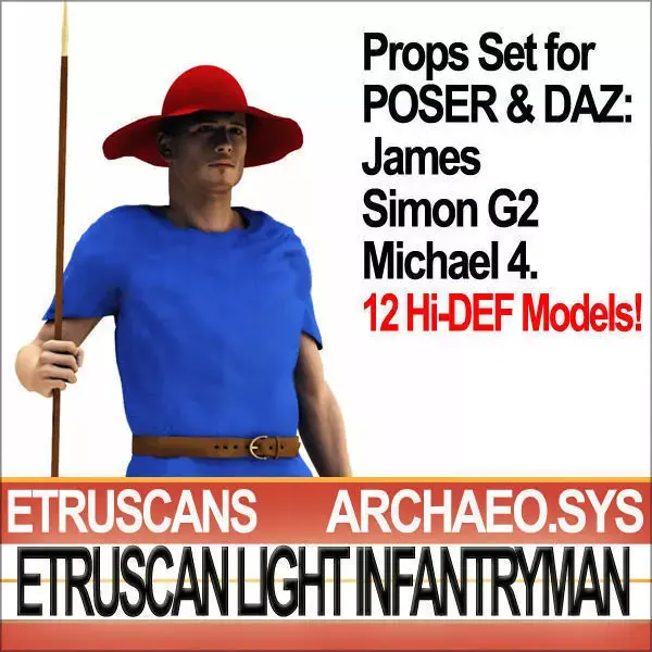 Etruscan Light Infantryman Props Poser Daz 3D model