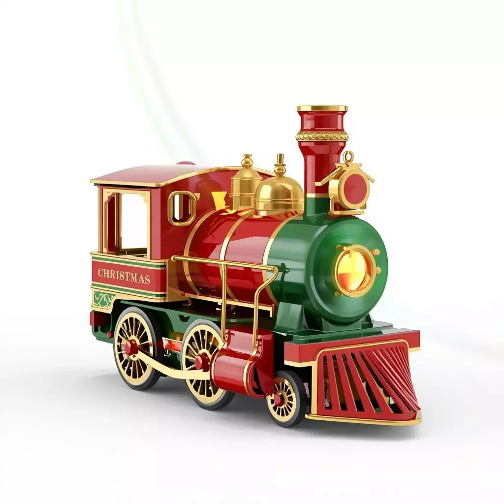 Festive Christmas Train 3D Model Toy Locomotive Low-poly 3D model
