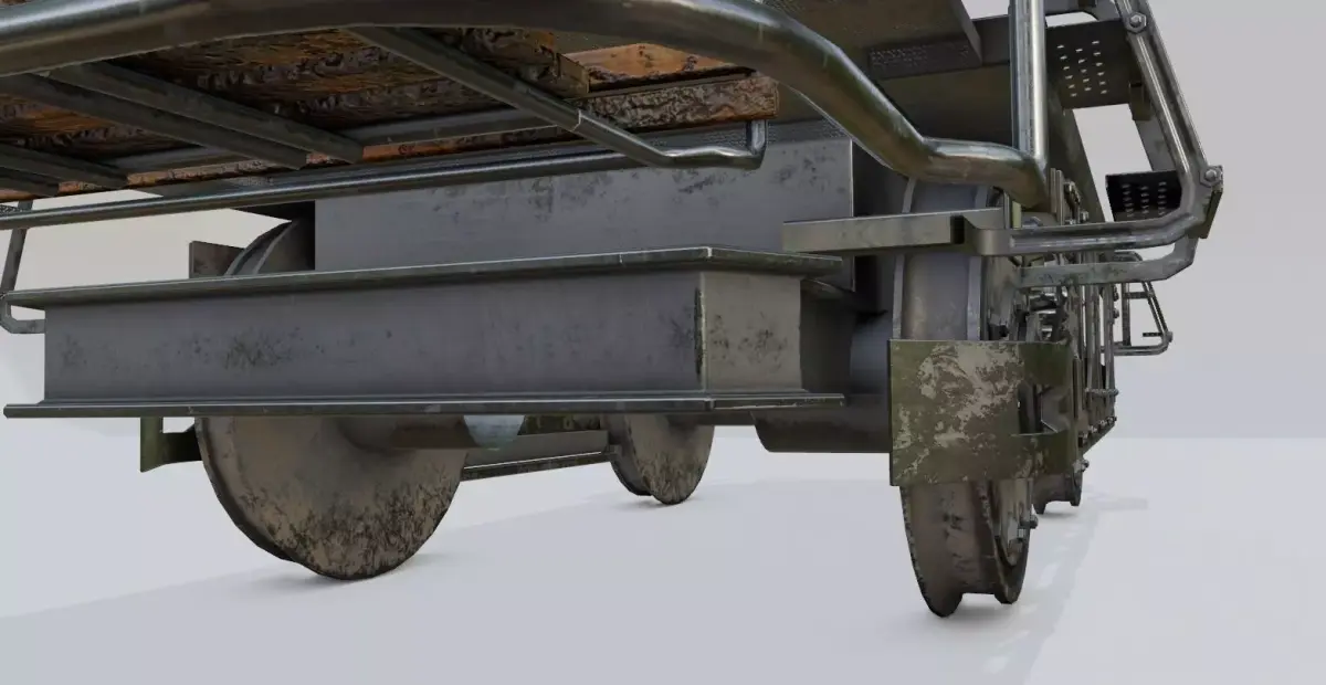 train wheels with pbr textures Low-poly 3D model