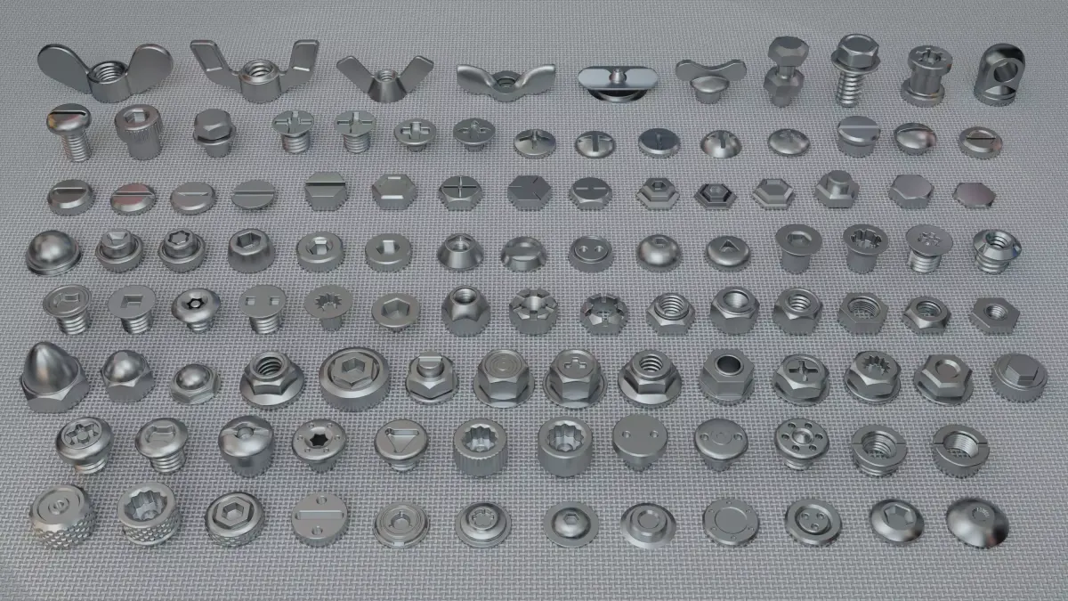 Bolts Collection - 108 pieces 3D model