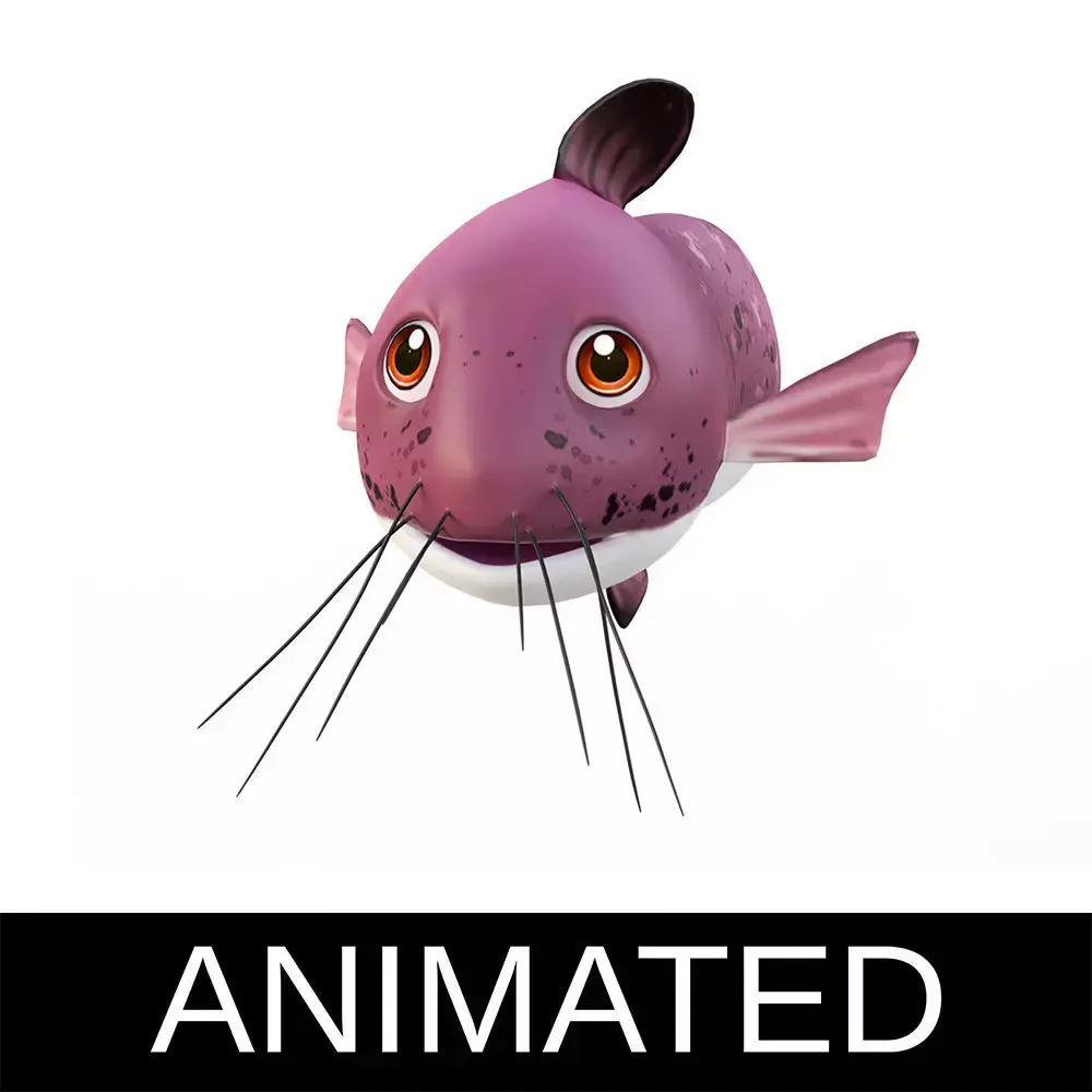 Black Eel tail Cat Fish Cartoon Animated Low-poly 3D model