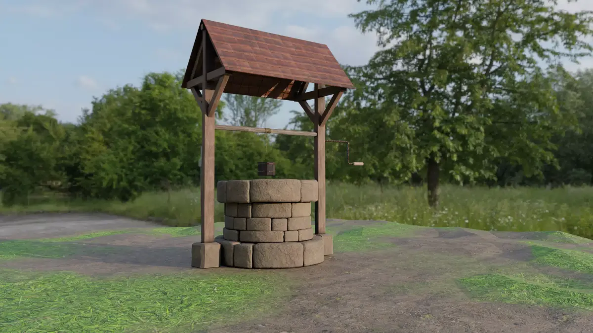 Realistic Stone Well Model Low-poly 3D model
