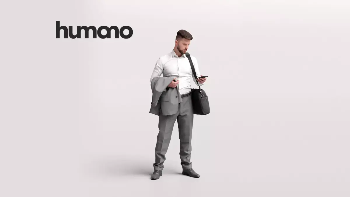 Humano Traveling Man with phone and bag 2206-7 3D model