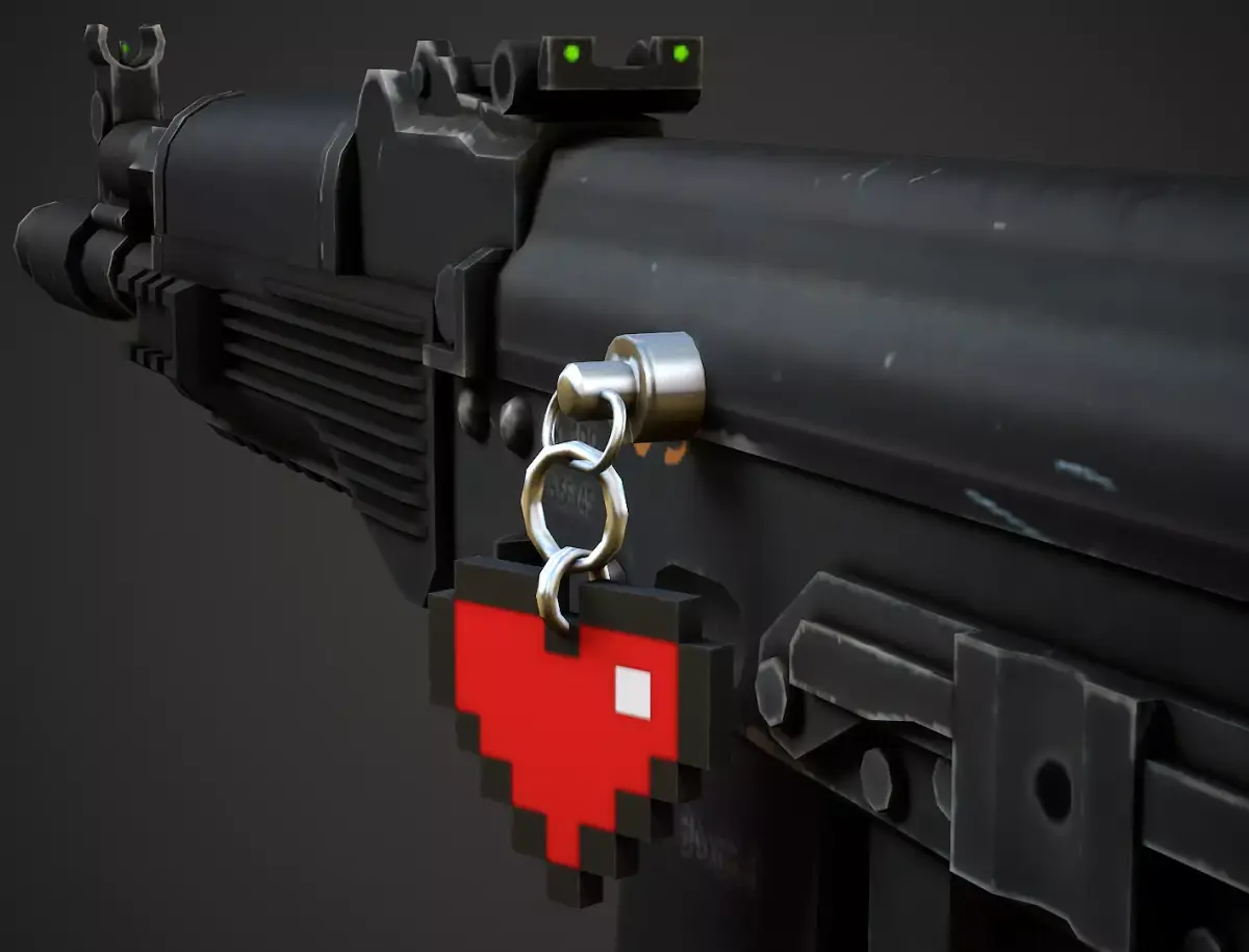 8-Bit Heart Weapon Charm - Low Poly Game Ready Low-poly 3D model