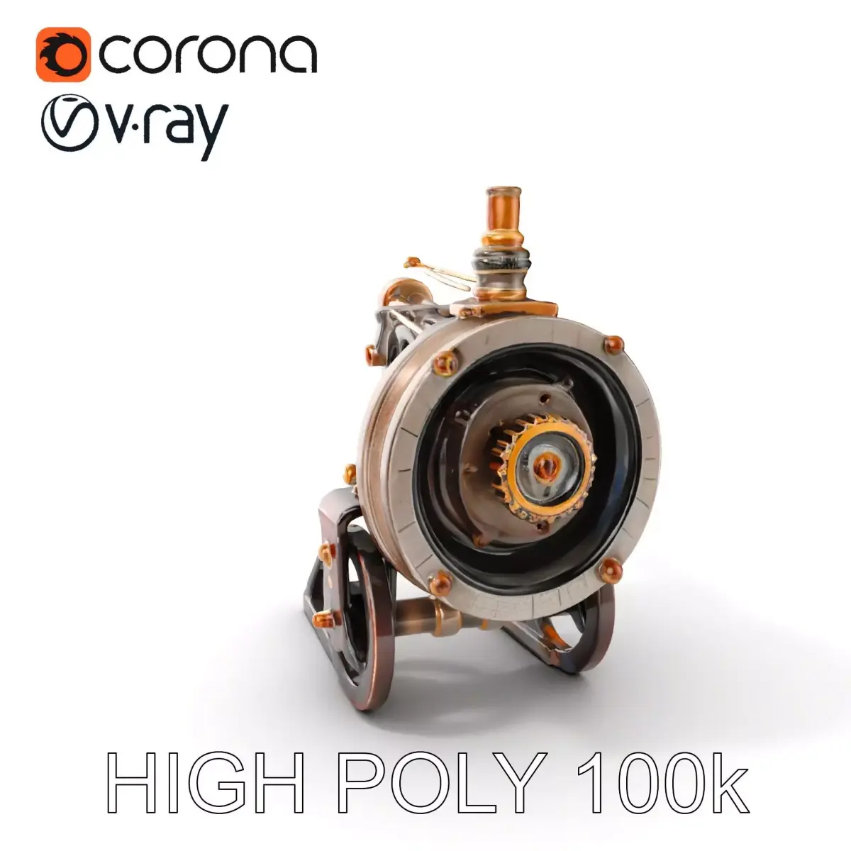 Steampunk Machine Model Pack Low-poly 3D model
