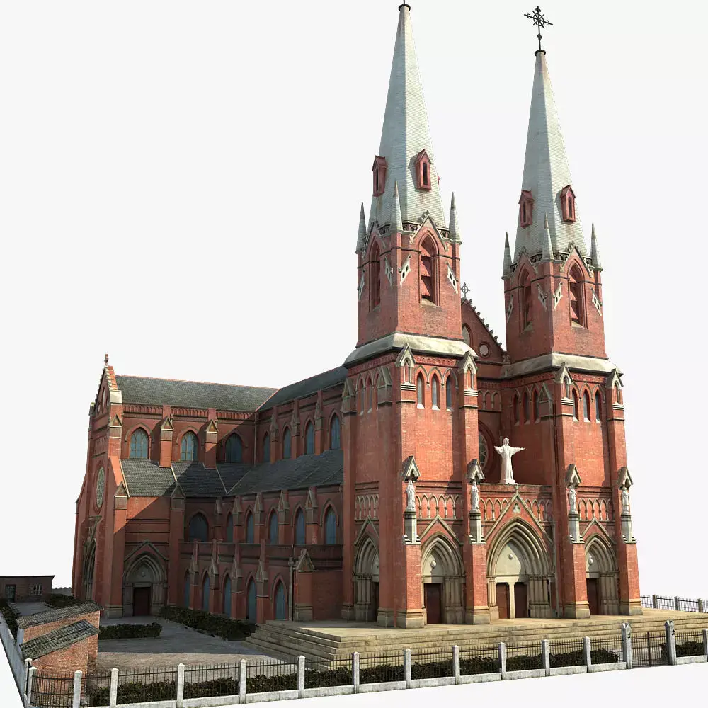 Church with steeples 3D model