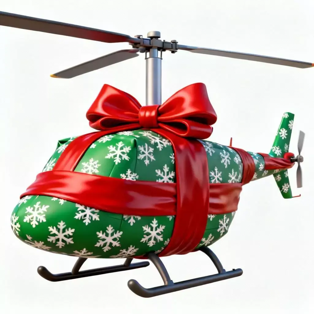 Gift-Wrapped Helicopter 3D Model - Holiday Surprise Vehicle Low-poly 3D model