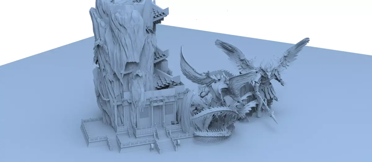 floating Asian mountain 9  3D model
